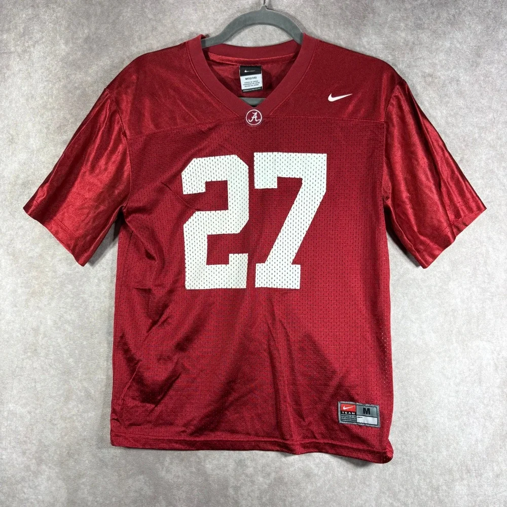 Nike Jersey Kids M 12/14 Red Alabama Crimson Tide #27 Football Mesh V-Neck